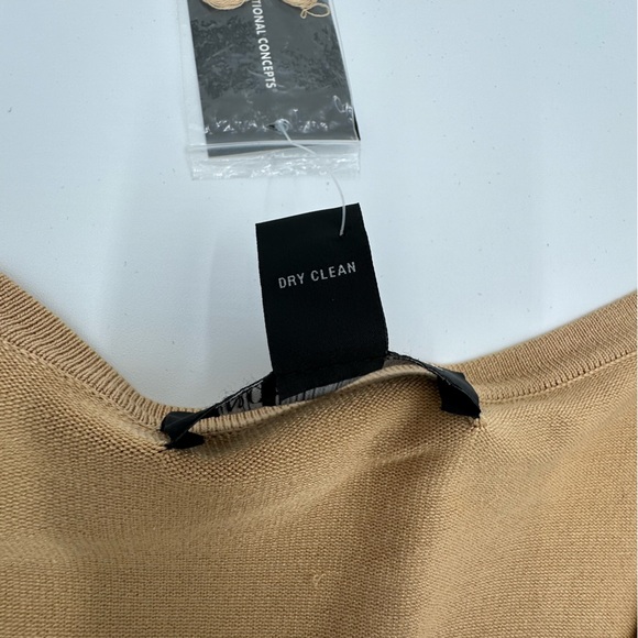 NWT INC International Concepts Gold Tan Holiday Sweater Gold Beading on V Neck - Picture 8 of 13